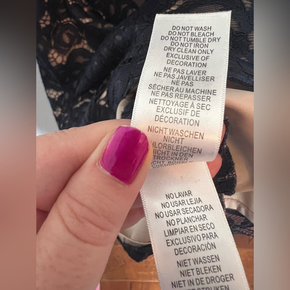 Adrianna Papell Lace Navy Dress with nude slip size 16 - Picture 5 of 9